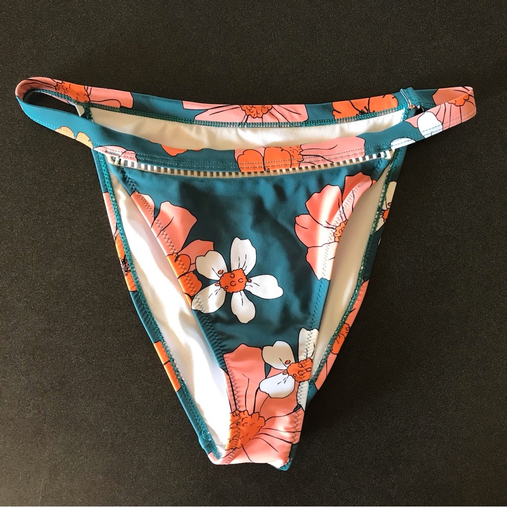 3/$10 Teal Brazilian cut Floral Bikini Bottom